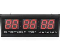 Horloge murale numérique LED 24Hr avec date température Calendrier perpétuel pour lieu public, bureau, chambre, salon