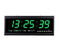 Horloge Murale Numérique LED 48 cm - Avec Date, Température et Calendrier - Écran LED Radio-Pilotée Créative pour Chambre à Coucher