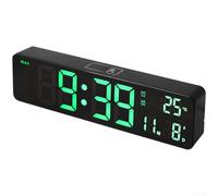 Horloge murale numérique LED avec affichage de la température, calendrier hebdomadaire, contrôle tactile, double alarme, variateur automatique pour la maison, le bureau, la chambre à coucher, vert