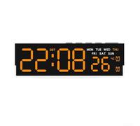 Horloge murale numérique LED avec affichage de la température et de la date, grand écran avec veilleuse douce, réglage automatique de la luminosité pour chambre à coucher, cuisine, bureau, vert (D)