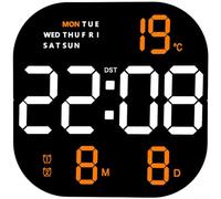 Horloge murale numérique LED avec alarme, surveillance de la température ambiante, calendrier et affichage du jour de la semaine en format clair (D)