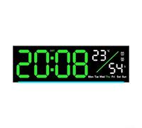 Horloge murale numérique LED avec compte à rebours - Intensité automatique - Veilleuse pour cuisine - Grand écran - Affichage de la date Fahrenheit Celsius (vert)