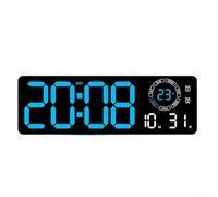 Horloge murale numérique LED avec double fonction alarme, affichage de la température et du calendrier, veilleuse avec réglage automatique de la luminosité (lumière bleue)