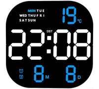 Horloge murale numérique LED avec fonction alarme, thermomètre, calendrier et fonction jour de la semaine (C)
