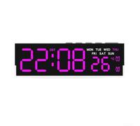 Horloge murale numérique LED avec grand écran, heure, date, température, réveil, luminosité réglable, veilleuse ambiante, design ABS multifonction pour la maison, la cuisine, le bureau (C)