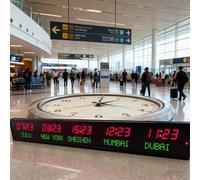 Horloge murale numérique LED avec télécommande, affichage 5 villes, 3 niveaux de luminosité, pour hôtel et aéroport