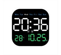 Horloge murale numérique LED avec télécommande, affichage de la température, de l'heure et de la date du jour, style salon/bureau, alarme