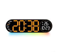 Horloge murale numérique LED avec télécommande conviviale et options de réglage de la luminosité pour toutes les préférences (orange)