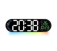 Horloge murale numérique LED avec télécommande conviviale et options de réglage de la luminosité pour toutes les préférences (blanc)