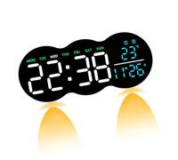 Horloge murale numérique LED grand écran avec télécommande, 2 alarmes et lumière inférieure pour le salon ou horloge calendrier électronique