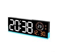 Horloge murale numérique LED moderne avec affichage lumineux, luminosité réglable, compte à rebours, température et date pour décoration d'intérieur (orange)