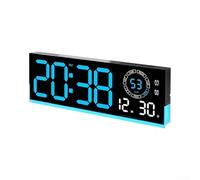 Horloge murale numérique LED moderne avec grand écran lumineux, compte à rebours, température et date pour salon ou décoration d'intérieur (bleu)