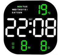 Horloge murale numérique LED moderne, réveil carré intelligent, avec télécommande multifonction, heure, température, date, affichage de la semaine (E)