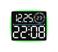 Horloge murale numérique LED pour salon avec modes d'éclairage ambiant dynamiques, lectures de température, indicateur de nombre de semaines, compte à rebours (blanc)