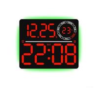 Horloge murale numérique LED pour salon avec modes d'éclairage ambiant dynamiques, lectures de température, indicateur de nombre de semaines, compte à rebours (rouge)