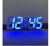 Horloge murale numérique LED - PZCC - Modèle PZCC - Lumière bleue et blanche - Luminosité réglable - Format 12/24H