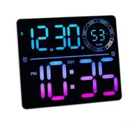 Horloge murale numérique LED RVB avec grand écran, changement de couleur