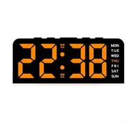 Horloge murale numérique moderne avec heure, date, affichage de la température et lumières d'ambiance uniques (orange)