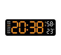 Horloge murale numérique moderne - Horloge électronique LED avec grand écran | Décoration murale multifonctionnelle avec fonction date, température et alarme pour la décoration de la maison et de la