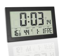 Horloge murale numérique radio-pilotée avec réglage de l'heure automatique pour l'heure d'été/hiver | Affichage de la température, de l'humidité, de la date, du jour de la semaine | Rétroéclairée à