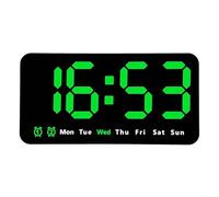 Horloge murale numérique rectangulaire multifonction à LED avec affichage de la température (vert)