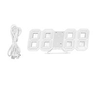 Horloge Murale Numérique, Réveil de Bureau Numérique à LED 3D avec Affichage de L'heure et de la Température, Horloges de Décoration de Veilleuse à LED pour Cuisine, Chambre à (Cadre blanc Caractère