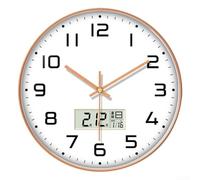 Horloge murale numérique silencieuse moderne pour chambre à coucher et bureau à domicile, calendrier et affichage de la température, design minimaliste avec mécanisme à quartz précis (A)