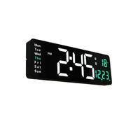 Horloge Murale Numérique Télécommande Température Date Affichage de la Semaine Mise Hors Tension Mémoire Horloge de Table Murale Double Alarmes