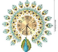 Horloge murale paon colorée, mécanisme de balayage silencieux, design durable, MULTI