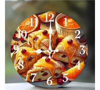 Horloge Murale Pâtisseries aux canneberges 15cm, Moderne Silencieuse Pendule Murale, Arabes Chiffres Pendules Murales Facile à Lire, horloge murale Ronde pour Décoration de Cuisine Salon Chambre