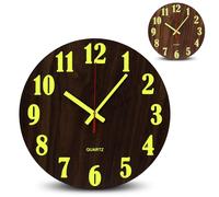 Horloge murale - pendule phosphorescente en bois - silencieuse 25cm