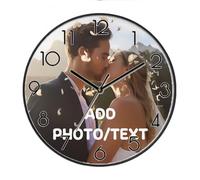 Horloge murale personnalisée avec images, horloge murale personnalisée avec photos/texte, cuisine, salle de bain, chambre à coucher, salon, nouvelle maison/cadeaux de mariage