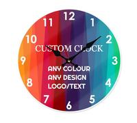 Horloge murale personnalisée en acrylique avec logo/texte/photo - Horloge murale ronde silencieuse sans tic-tac à piles pour salon, chambre à coucher, bureau (sans pile)