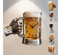 Horloge murale personnalisée en forme de bière pour chambre à coucher, salon, cuisine sur le thème du vin, horloge créative sur le thème du vin, décoration murale, cadeau pour amateur de bière, papa