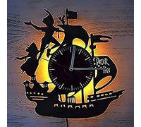 Horloge Murale Peter Pan Horloge Murale LED Rétroéclairage Disque Vinyle Rétro Horloge Murale Nouvel An Noël Cadeau D'anniversaire Personnalité Creative Home Design Décoration Murale 30cm Horloge Cade