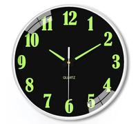 Horloge murale phosphorescente - Horloge à quartz silencieuse avec grands chiffres, fonction veilleuse de 20 cm pour chambre à coucher, salon et bureau (A)