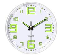 Horloge murale phosphorescente - Horloge à quartz silencieuse avec grands chiffres, fonction veilleuse de 20 cm pour chambre à coucher, salon et bureau (C)