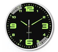 Horloge murale phosphorescente - Horloge à quartz silencieuse avec grands chiffres, fonction veilleuse de 20 cm pour chambre à coucher, salon et bureau (B)