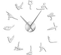 Horloge Murale Pilates Poses DIY Grosses Aiguilles Horloge Murale pour Les Filles Chambre Centre De Remise en Forme Sport Exercice Santé Silencieux Montre Maison Gym Décor