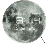 Horloge murale Planète Lune avec affichage LED 32 cm gris