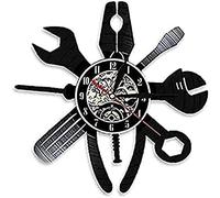 Horloge Murale Plombier Réparation Outils LED Veilleuses Disque Vinyle Horloge Murale Illustration Garage Mur Art Montre Exclusif Lampe Murale Suspendue Diamètre Mode Horloges Murales