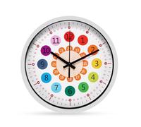 Horloge murale pour enfants, horloge murale de 20,3 cm, horloge d'apprentissage silencieuse, analogique pour apprendre à lire l'heure facilement pour chambre, maison, cuisine, chambre, bureau, école