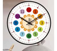 Horloge murale pour enfants sans bruit de tic-tac : horloge d'apprentissage de 20 cm pour filles et garçons - horloge de chambre d'enfant pour chambre d'enfant, cuisine, salon, chambre à coucher