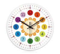 Horloge murale pour enfants sans bruit de tic-tac : horloge d'apprentissage de 20 cm pour filles et garçons - horloge de chambre d'enfant pour chambre d'enfant, cuisine, salon, chambre à coucher