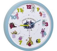 TFA Dostmann Horloge Murale pour Enfants Little Monster, 60.3051.20, avec Motifs de Monstres, Mouvement Silencieux, idéale pour Les Chambres d'enfants, Plastique, Bleu Clair