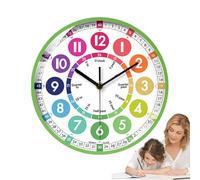 Horloge Murale Pour - Enseignant Éducatif Silencieux De 10 Pouces, Outil D'apprentissage Analogique De 25,4 Cm | Coloré Non Coutil À Piles Pour Chambre À Coucher, Salle De Jeux, Décoration D'é