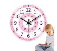 Horloge murale pour , horloge d'apprentissage pour , horloge ronde de salle de classe de 8 pouces pour chambre d'enfant, horloge silencieuse sans tic- pour apprendre à dire l'heure
