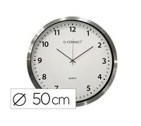 Horloge murale Q-Connect ronde en plastique 60 cm cadre chromé