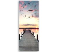 Horloge murale, quai au coucher du soleil (I-14154) 25x70 cm