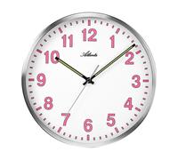 Horloge murale quartz analogique argenté rose silencieux sans tic-tac luminescent rond